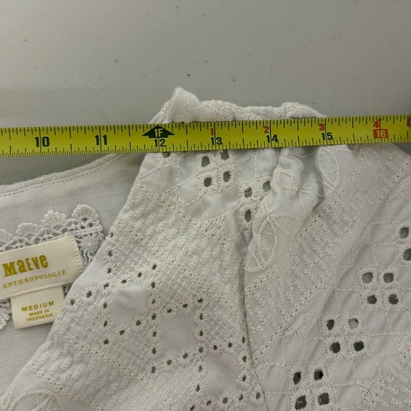 Maeve by Anthropologie Cream Eyelet Midi Dress V-Neck Size M - Picture 8 of 10